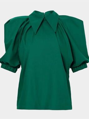 Julia Allert  Designer Green/Teal Puff Sleeve Blouse. NWT Size XL